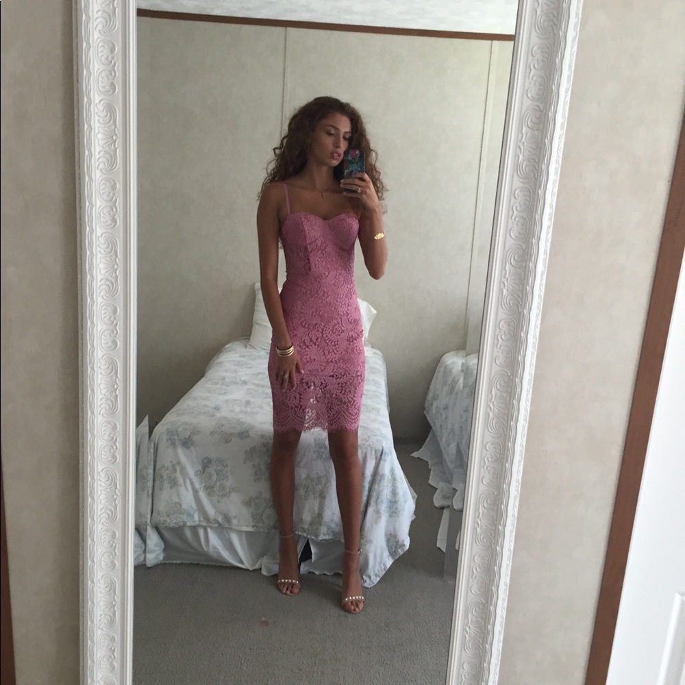 Pink lace bebe dress